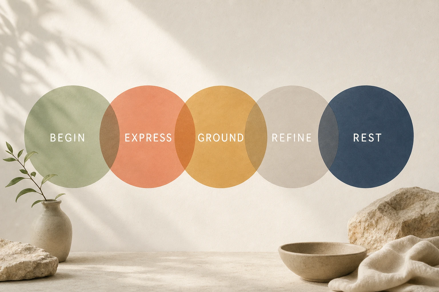 Five Element qualities arranged as a flexible spectrum rather than fixed personality boxes