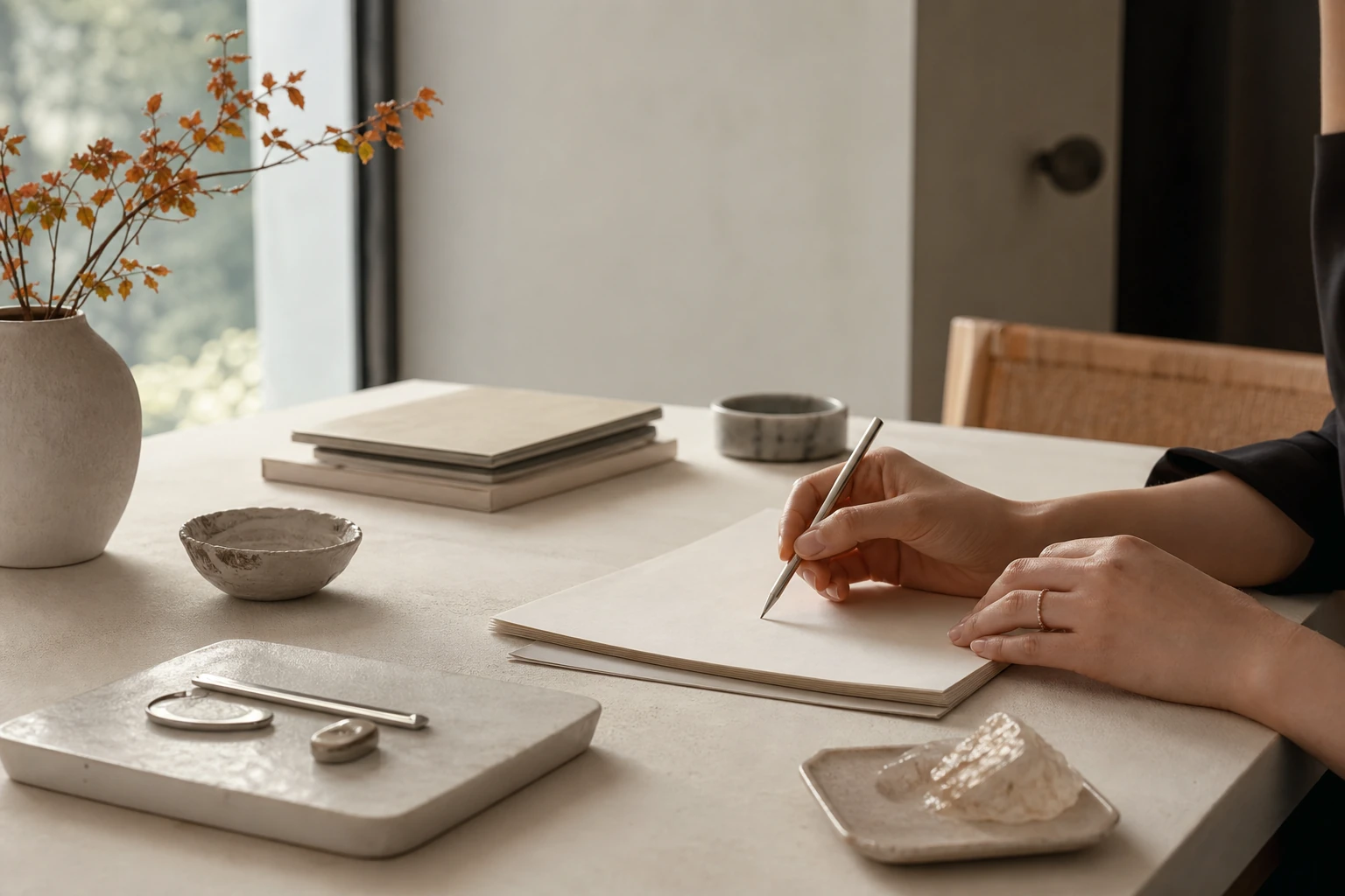 Modern everyday scene expressing balanced Metal Element qualities
