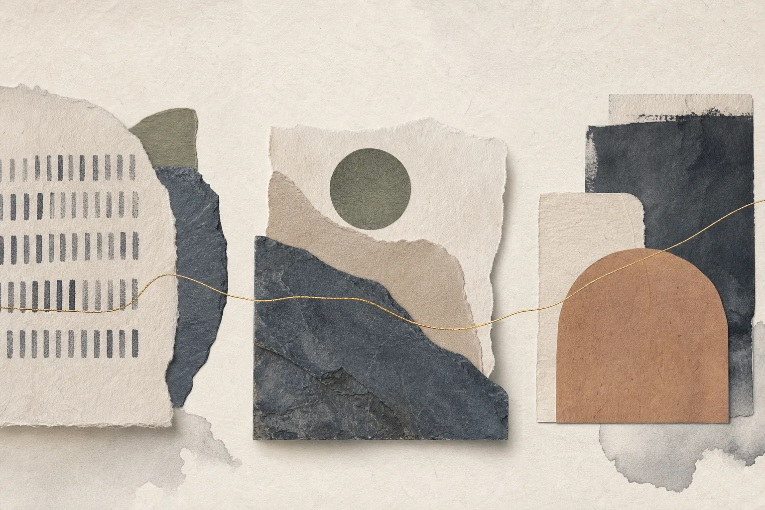 Editorial paper composition representing pattern, balance, and intention.