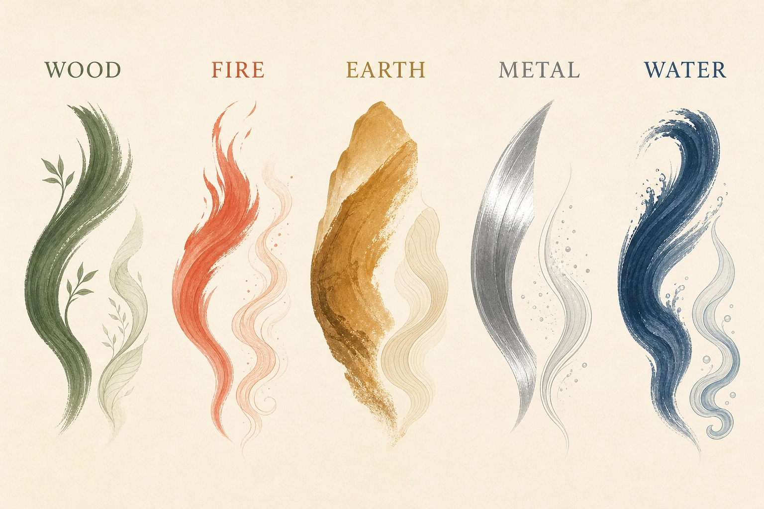 Five Elements paired with outward Yang and inward Yin expressions
